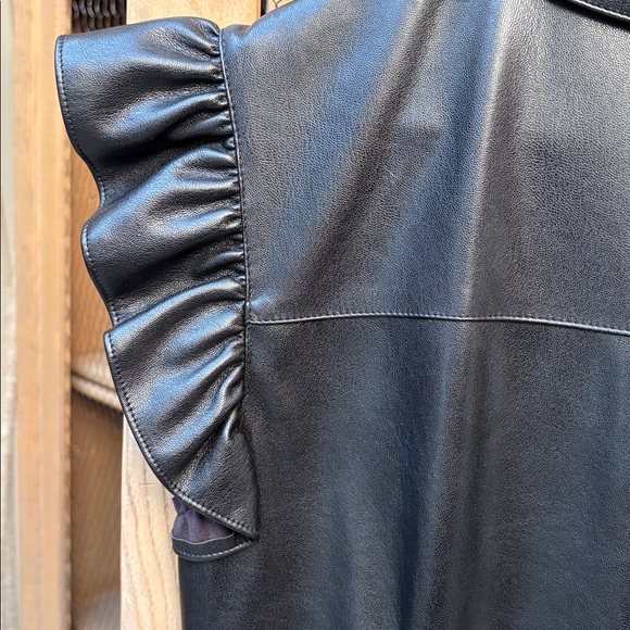 BB Dakota by Steve Madden Black Lima Faux Leather Ruffle Sleeve Shirt Dress - Picture 9 of 9